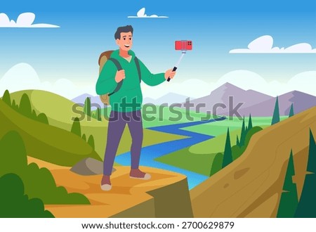 Bloggers characters. People write articles on web site making video and audio content for subscribers exact vector bloggers