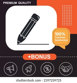 Bloggging, compose, pen icon. With orange and black background