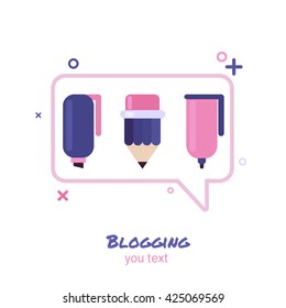 Blogging. Abstract isolated logo.Design concept for blog, chat, social media network, forum, communication.