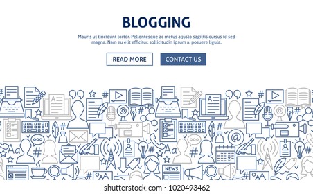 Blogging Banner Design. Vector Illustration of Line Web Concept.