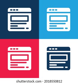Blogging blue and red four color minimal icon set
