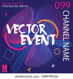 Blogging collection neon signs vector. Social networks design template concept. Blog Neon banner background design, night symbol, modern trend design.vector illustrator for social media