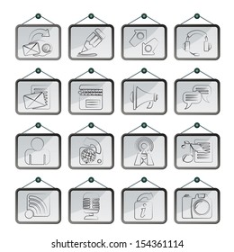 Blogging, communication and social network icons - vector icon set