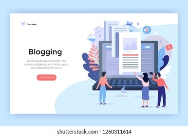 Blogging concept illustration, perfect for web design, banner, mobile app, landing page, vector flat design