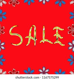 Blogging concept illustration for web page, promotional materials. Perfect big letters for bloggers. Picture in red, white, blue colors. Vector. Hand sketched Sale text as blog theme design. Seamless.