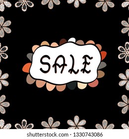 Blogging concept illustration for web page, promotional materials. Seamless. Hand sketched Sale text as blog theme design. Perfect big letters, bloggers. Picture in gray, black, white colors. Vector.