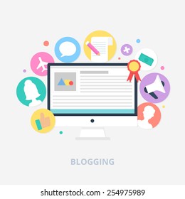 Blogging concept vector illustration, flat style