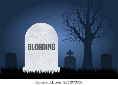 O blogue está morto. O conceito de Grave simboliza o fim da blogagem clássica, sendo substituído por fábricas de conteúdo de IA com foco em SEO.