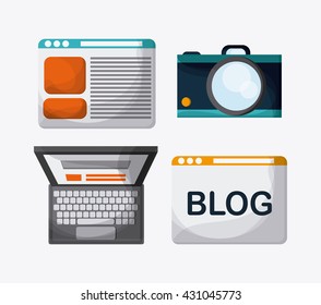 Blogging design. Media icon. Colorful illustration , vector