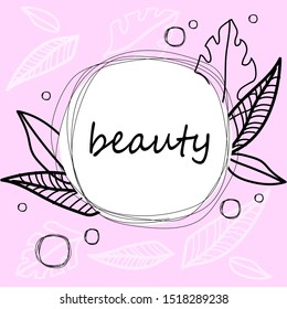 Blogging Design template sign beauty for logo and concept with Leafs, greeting, banner, signboard, advertising, inscription. Vector illustration. 