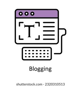 Blogging Filled Outline Icon Design illustration. Digital Marketing Symbol on White background EPS 10 File