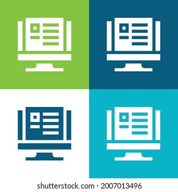 Blogging Flat four color minimal icon set