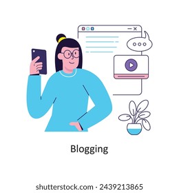 Blogging flat style design vector stock illustrations.