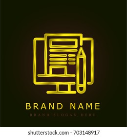 Blogging golden metallic logo