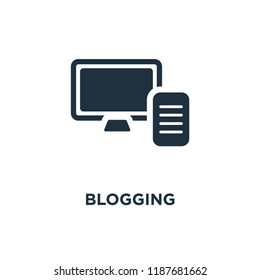 Blogging icon. Black filled vector illustration. Blogging symbol on white background. Can be used in web and mobile.