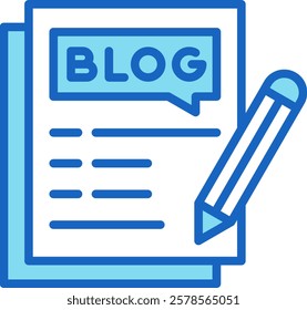 Blogging Icon Blue Vector Illustration