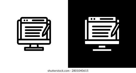 Blogging icon concept with flat Black White Background. Vector illustration.