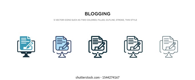 blogging icon in different style vector illustration. two colored and black blogging vector icons designed in filled, outline, line and stroke style can be used for web, mobile, ui