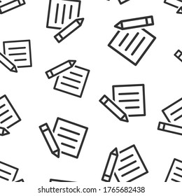 Blogging icon in flat style. Document with pen vector illustration on white isolated background. Content seamless pattern business concept.