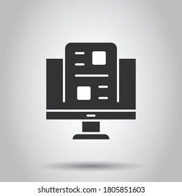 Blogging icon in flat style. Social media communication vector illustration on white isolated background. Content business concept.