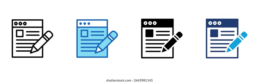 Ícone de blog Ilustração de vetor com vários estilos
