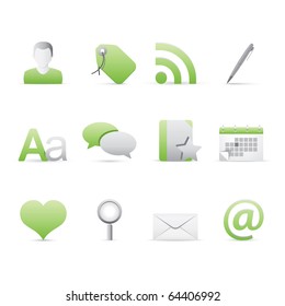 Blogging icon set 4 Ã¢Â?Â? Bi Colored Series (Green and Gray).  Vector EPS 8 format, easy to edit.