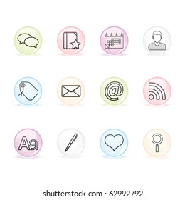 Blogging icon set 4 Ã¢Â?Â? Sphere Series.  Vector EPS 8 format, easy to edit.