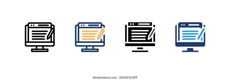 O ícone de blog define várias coleções de estilos. Ilustração vetorial.