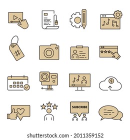 Blogging icon. Blogging set symbol vector elements for infographic web.