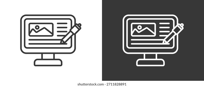 Blogging Icon Set Colección De Vector Aislada En Blanco Y Negro