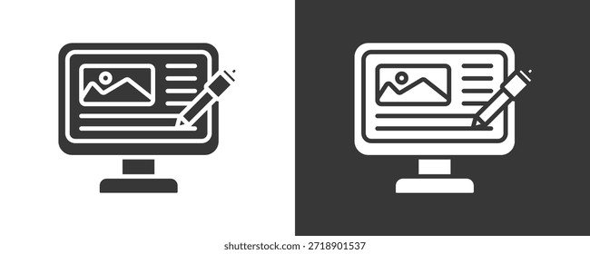 Blogging Icon Set Vector Collection Isolated In Black And White