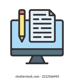 Blogging icon vector image. Can also be used for Digital Marketing. Suitable for mobile apps, web apps and print media.