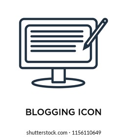 Blogging icon vector isolated on white background, Blogging transparent sign , thin symbol or stroke element design in outline style