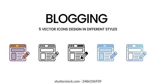 Conjunto de Vector de iconos de blogs ilustración de stock.