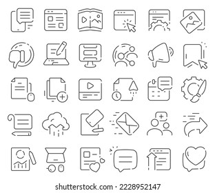 Blogging line icons collection. Thin outline icons pack. Vector illustration eps10