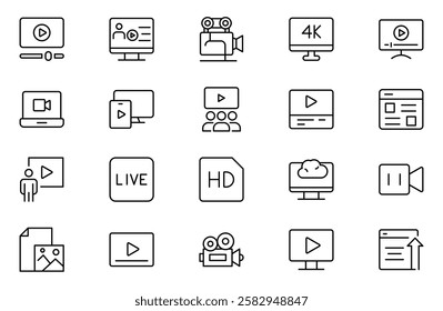 Blogging line icons set. Post, social media, community, content, website, sharing, create, opinion. Business concept. Web vector infographic in outline icon style.