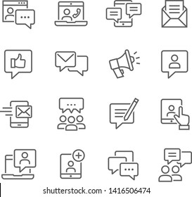 Blogging, media and communication icon set