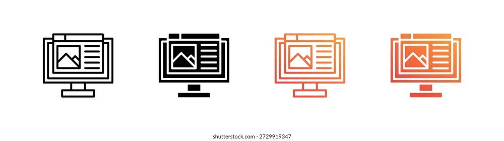 Blogging Multiple Style Icon Set Vector