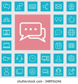 blogging outline, thin, flat, digital icon set for web and mobile