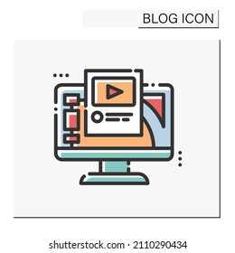 Blogging platform color icon. Streaming or broadcasting platform. Media hosting service. Social media. Blogging and broadcasting. Social network. Isolated vector illustration