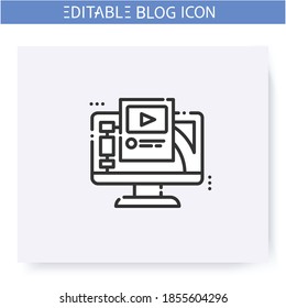 Blogging Platform Line Icon. Streaming Or Broadcasting Platform. Media Hosting Service. Social Media. Blogging And Broadcasting. Social Network. Isolated Vector Illustration. Editable Stroke 