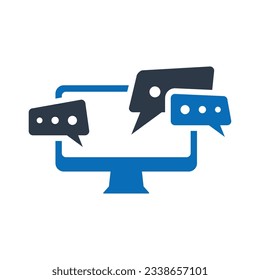 Blogging-Dienste Flaches blaues Symbol einzeln auf weißem Hintergrund, Vektorgrafik | Semiosymbole