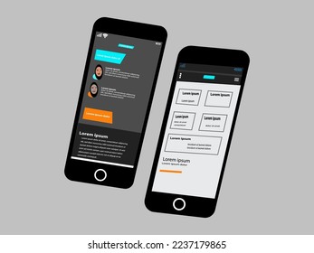 Blogging sitios de diseño de interfaz de usuario para aplicaciones móviles. Archivo de vector