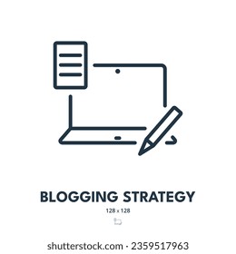 Blogging Strategy Icon. Copywriting, Blog, Content. Editable Stroke. Simple Vector Icon