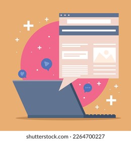 blogging template in laptop icon
