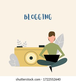 Blogging and writing concept vector illustration in modern flat style
