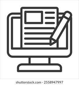 Blogs Outline Icon Vector Illustration