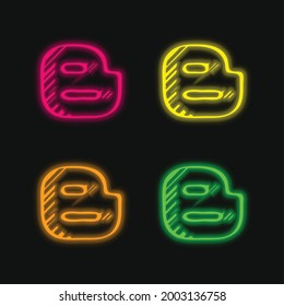 Blogspot Sketched Social Logo Letter Outline four color glowing neon vector icon