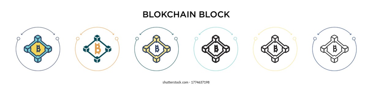Blokchain block icon in filled, thin line, outline and stroke style. Vector illustration of two colored and black blokchain block vector icons designs can be used for mobile, ui, web