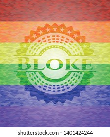 Bloke emblem on mosaic background with the colors of the LGBT flag
